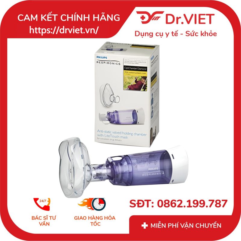 Buồng đệm khí dung có mặt nạ Philips Respironics OptiChamber Diamond