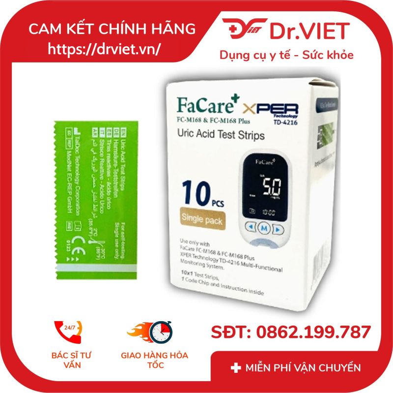 Hộp 10 que thử Axit Uric cho máy Facare FC-M168