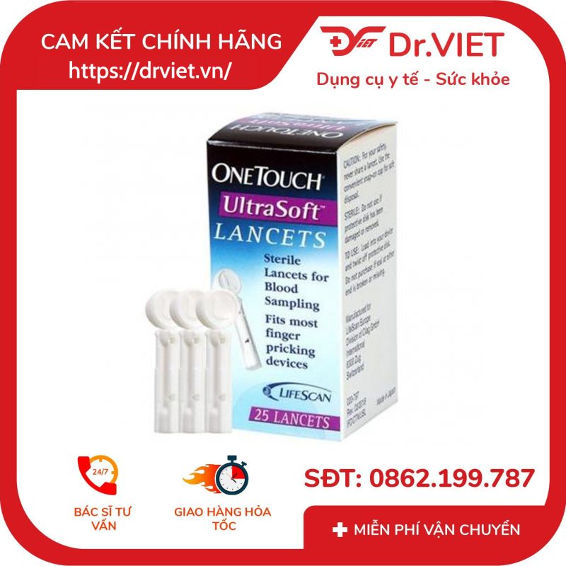 Kim lấy máu OneTouch UltraSoft Lancets 25 kim 12 Kim lấy máu OneTouch UltraSoft Lancets 25 kim