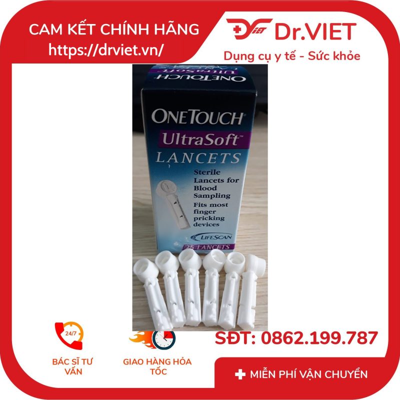 Kim lấy máu OneTouch UltraSoft Lancets 25 kim 10 Kim lấy máu OneTouch UltraSoft Lancets 25 kim