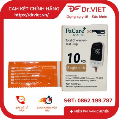 Que thử Cholesterol FaCare FC - M168 Hộp 10 que 15 Que thử Cholesterol FaCare FC - M168 Hộp 10 que