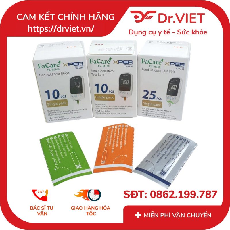 Que thử Cholesterol FaCare FC - M168 Hộp 10 que 12 Que thử Cholesterol FaCare FC - M168 Hộp 10 que