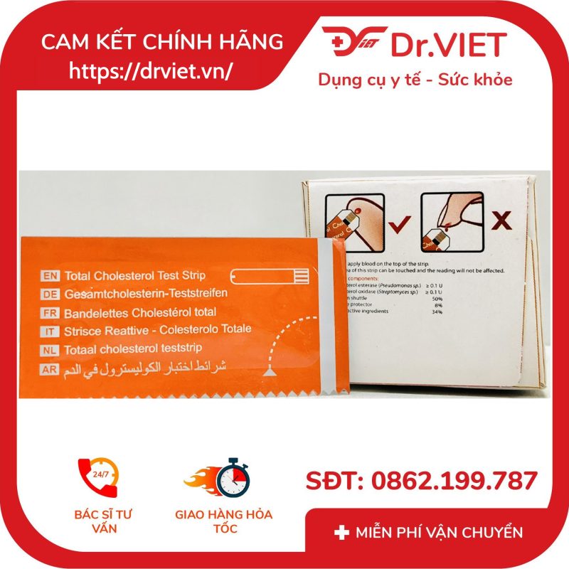 Que thử Cholesterol FaCare FC - M168 Hộp 10 que 10 Que thử Cholesterol FaCare FC - M168 Hộp 10 que