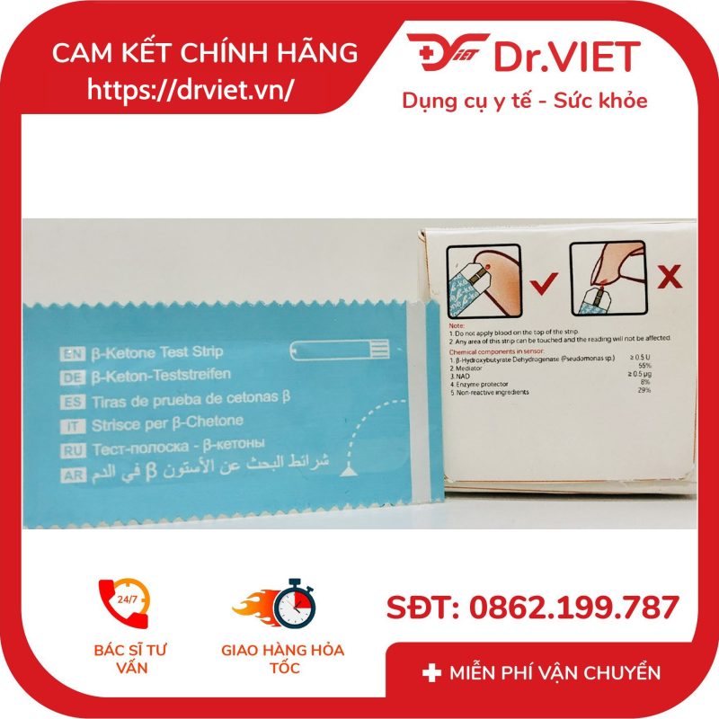 Que thử Ketone hộp 10 que cho Máy 5 trong 1 FC-M168 9 Que thử Ketone hộp 10 que cho Máy 5 trong 1 FC-M168