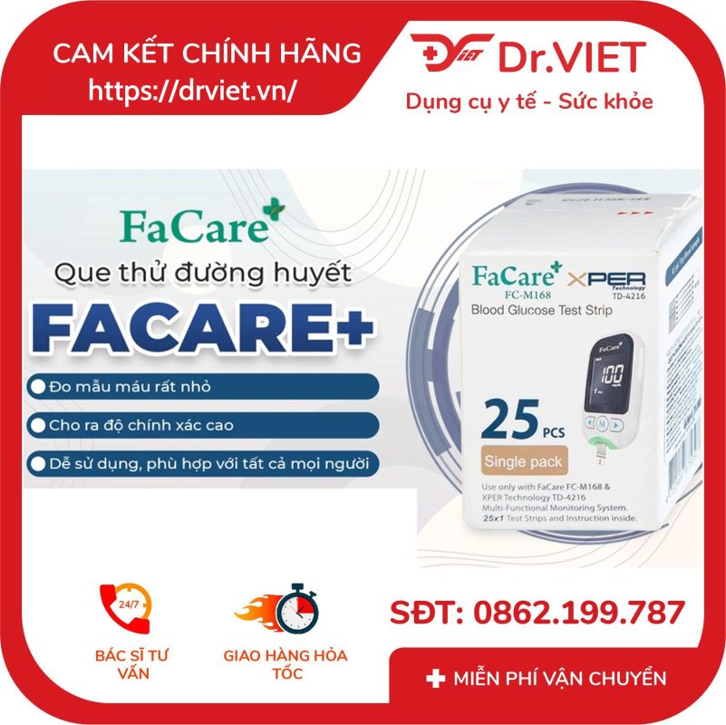 Que thử đường huyết FaCare FC M168 hộp 25 que 12 Que thử đường huyết FaCare FC M168 hộp 25 que