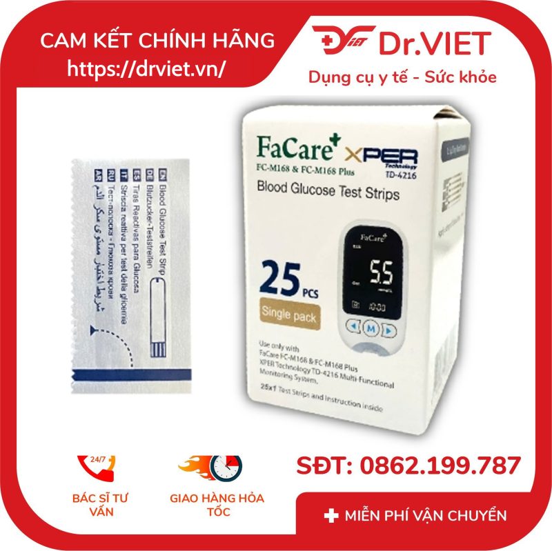 Que thử đường huyết FaCare FC M168 hộp 25 que