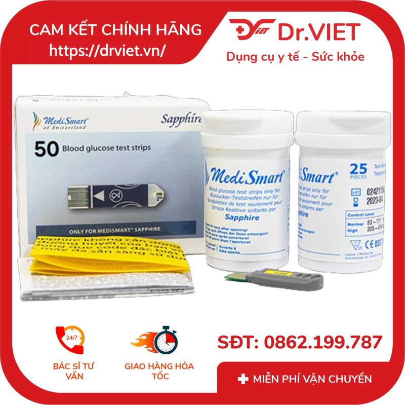 Que thử đường huyết Sapphire Hộp 50 que
