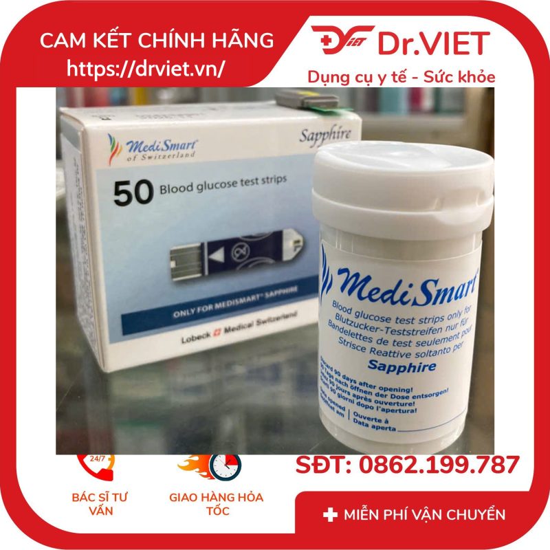 Que thử đường huyết Sapphire Hộp 50 que 9 Que thử đường huyết Sapphire Hộp 50 que