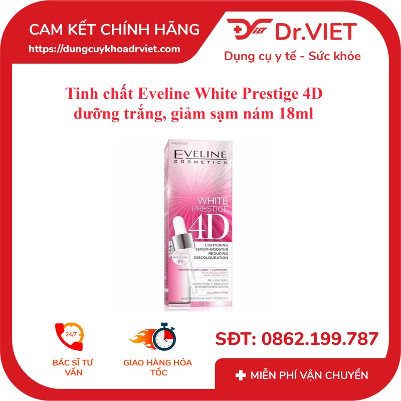 Tinh chất Eveline White Prestige 4D dưỡng trắng, giảm sạm nám 18ml