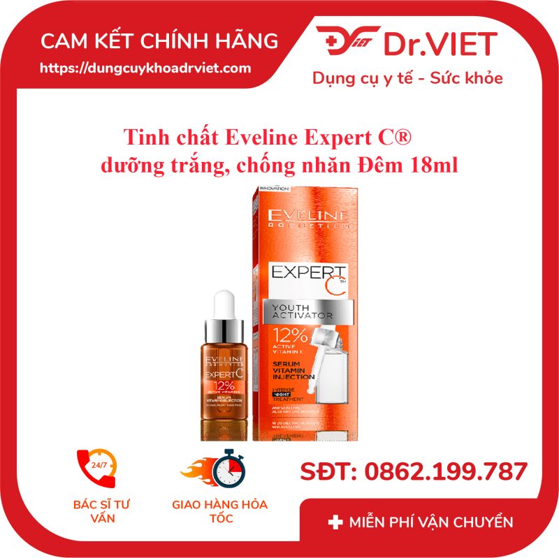 Tinh chất Eveline Expert C® dưỡng trắng, chống nhăn Đêm 18ml