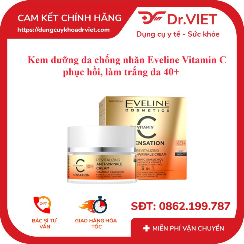 Kem dưỡng da chống nhăn Eveline Vitamin C phục hồi, làm trắng da 40+ 50ml