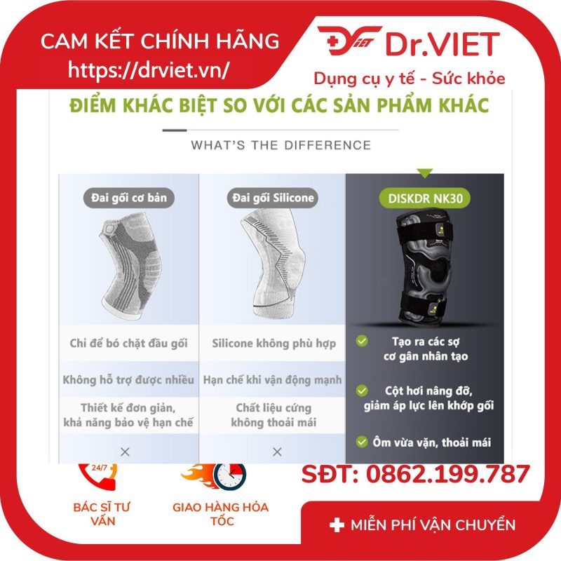 Đai gối hơi hỗ trợ khớp gối DiskDr NK30 Hàn Quốc