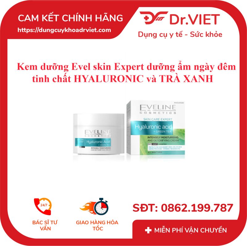 Kem dưỡng Evel skin Expert dưỡng ẩm ngày đêm tinh chất HYALURONIC và TRÀ XANH