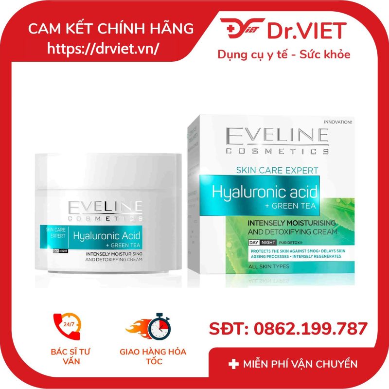 Kem dưỡng ẩm tinh chất hyaluronic và trà xanh EVELINE 50ml