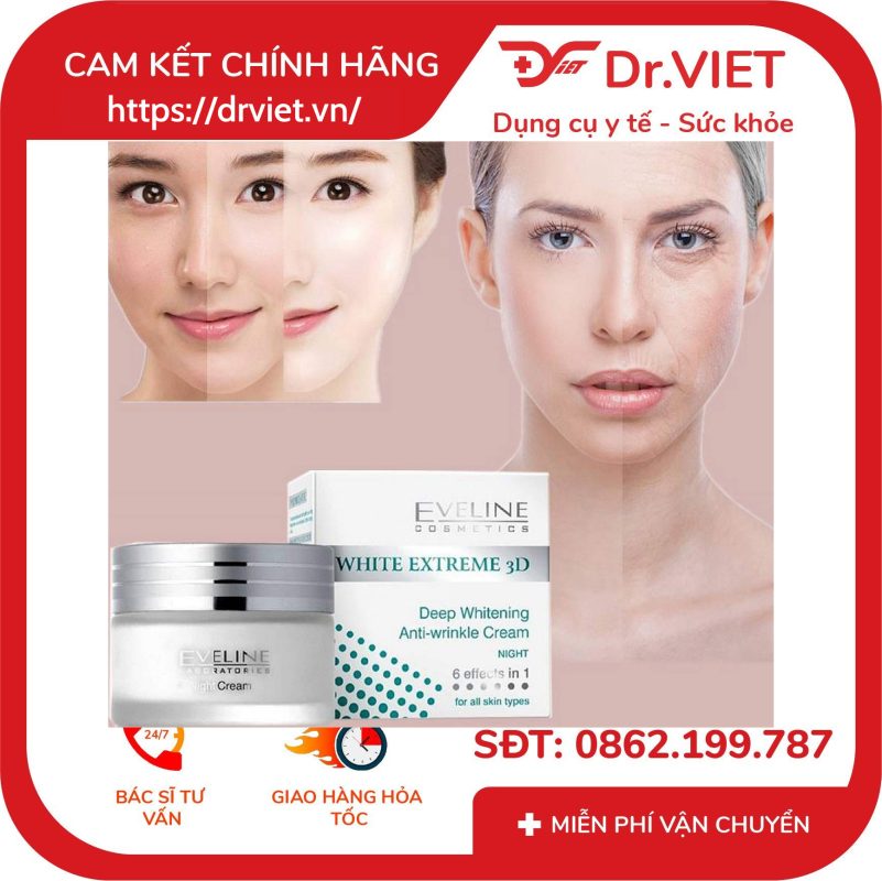 Kem Dưỡng Da Chống Nhăn Ban Đêm White Extreme 3D Eveline 13 Kem Dưỡng Da Chống Nhăn Ban Đêm White Extreme 3D Eveline