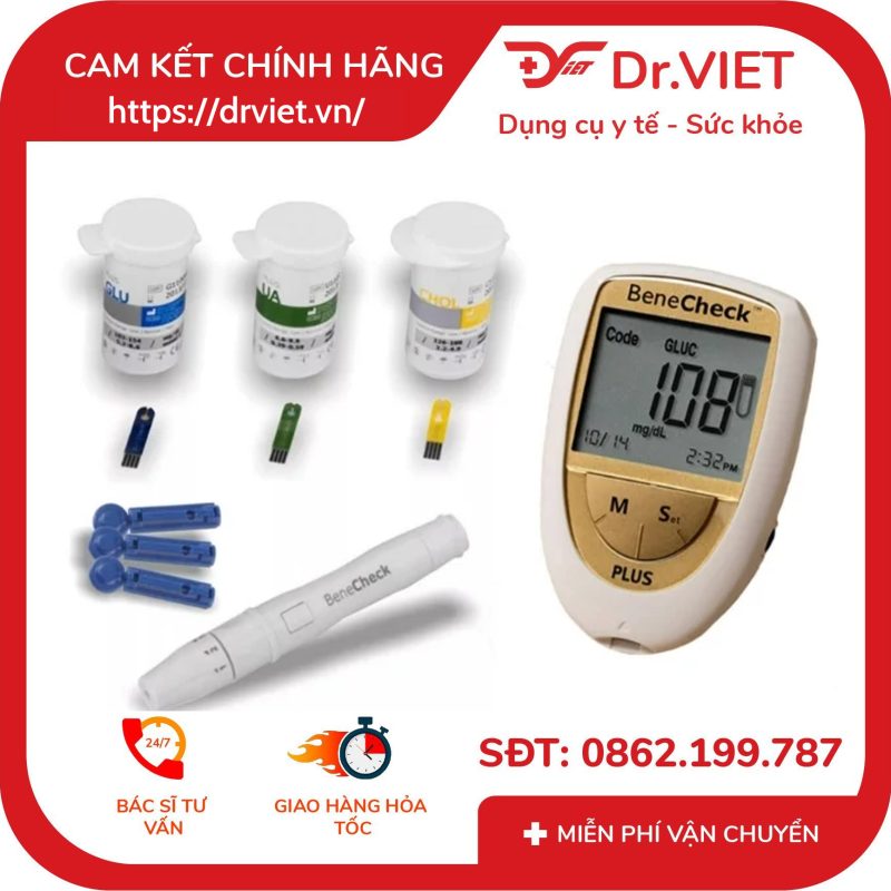 Máy đo đường huyết mỡ máu Benecheck Plus 3in1 15 Máy đo đường huyết mỡ máu Benecheck Plus 3in1