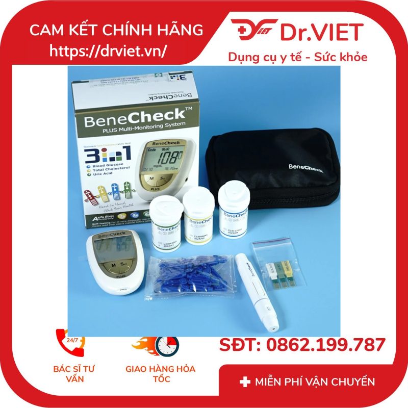 Máy đo đường huyết mỡ máu Benecheck Plus 3in1 13 Máy đo đường huyết mỡ máu Benecheck Plus 3in1