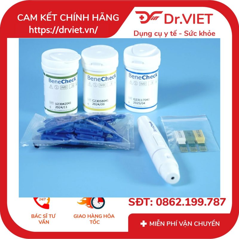 Máy đo đường huyết mỡ máu Benecheck Plus 3in1 11 Máy đo đường huyết mỡ máu Benecheck Plus 3in1