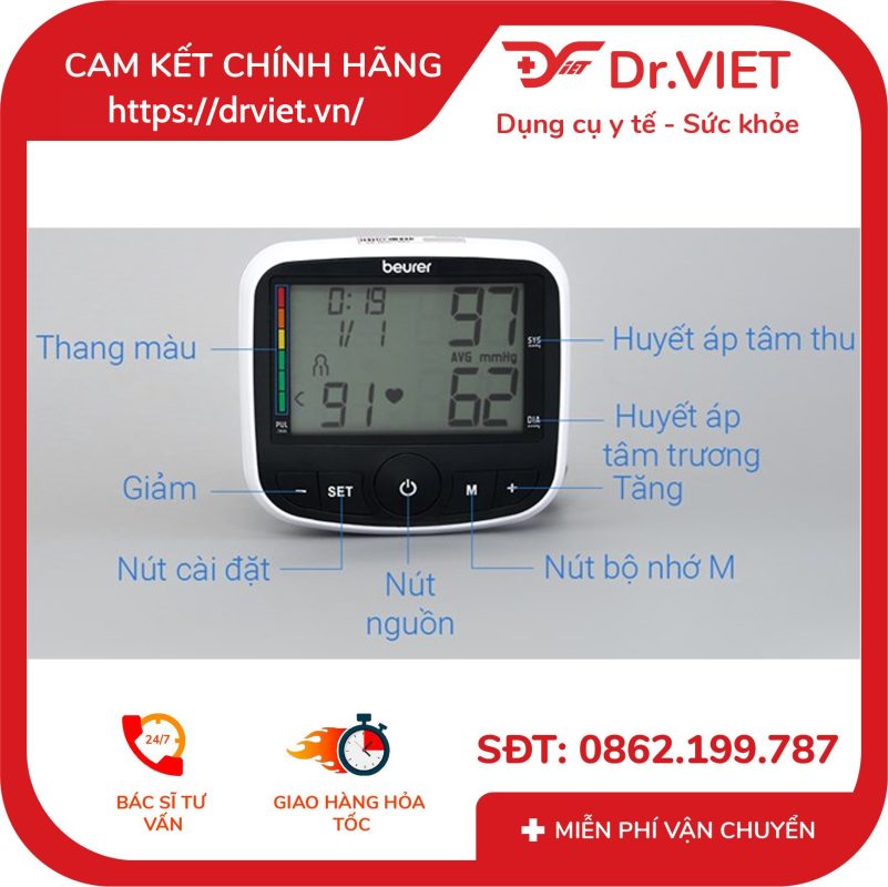 Máy đo huyết áp bắp tay Beurer BM40 17 Máy đo huyết áp bắp tay Beurer BM40