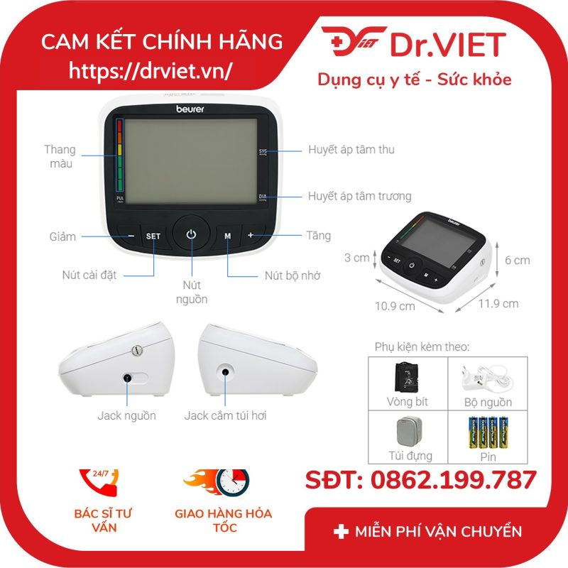 Máy đo huyết áp bắp tay Beurer BM40 17 Máy đo huyết áp bắp tay Beurer BM40