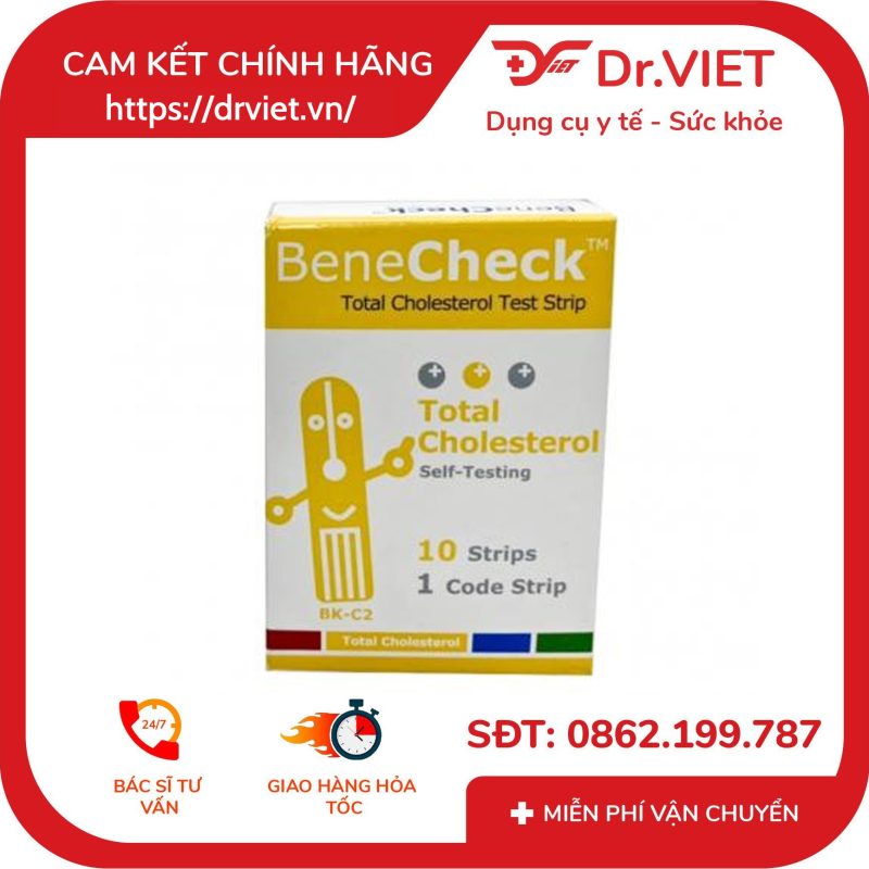 Alternative view of Que thử đường huyết Cholesterol Benecheck Plus 10 que
