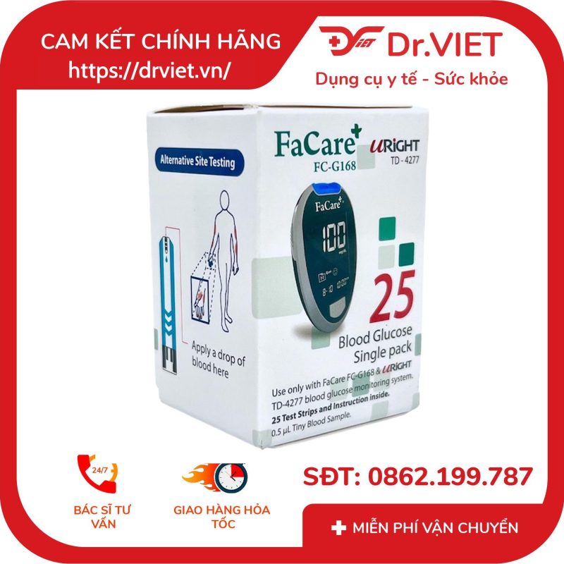 Que thử đường huyết FaCare FC-G168 Hộp 25 que 8 Que thử đường huyết FaCare FC-G168 Hộp 25 que