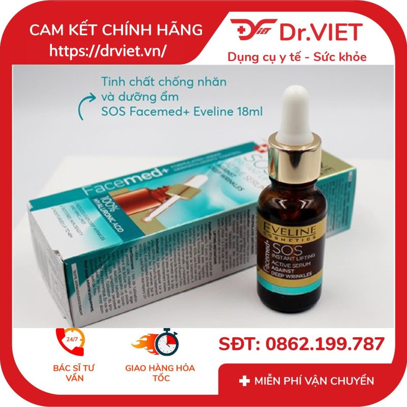 Tinh chất Eveline Facemed+ chống nhăn và dưỡng ẩm SOS 18ml 12 Tinh chất Eveline Facemed+ chống nhăn và dưỡng ẩm SOS 18ml