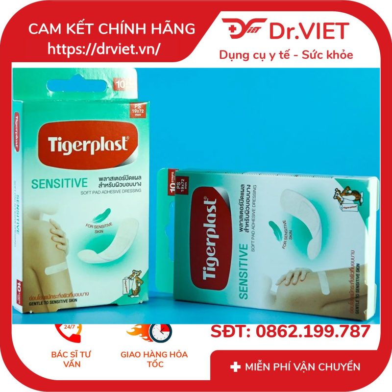 Băng cá nhân co giãn Tigerplast Sensitive 11 Băng cá nhân co giãn Tigerplast Sensitive