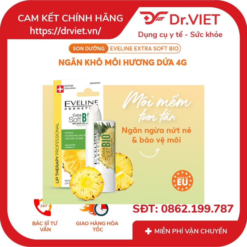 Son dưỡng Eveline Extra Soft Bio ngăn khô môi hương dứa 4g