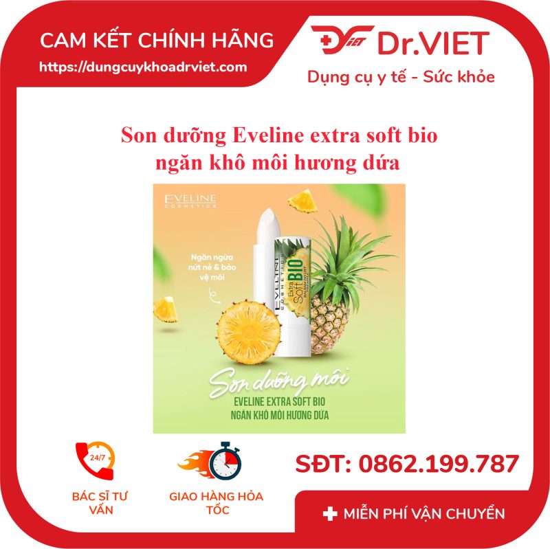 Son dưỡng Eveline extra soft bio ngăn khô môi hương dứa 4g