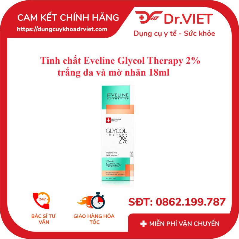 Tinh chất Eveline Glycol Therapy 2% trắng da và mờ nhăn 18ml