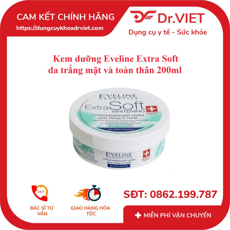 Kem dưỡng Eveline Extra Soft da trắng mặt và toàn thân 200ml