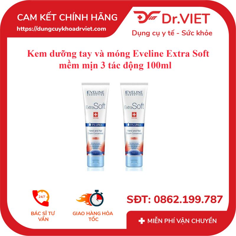 Kem dưỡng tay và móng Eveline Extra Soft mềm mịn 3 tác động 100ml