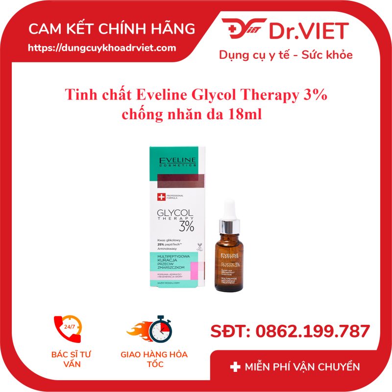 Tinh chất Eveline Glycol Therapy 3% chống nhăn da 18ml