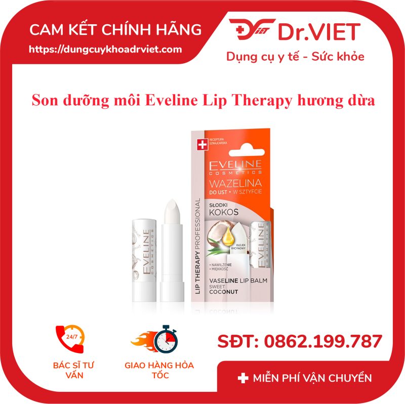 Son dưỡng môi Eveline Lip Therapy hương dừa 3.8g