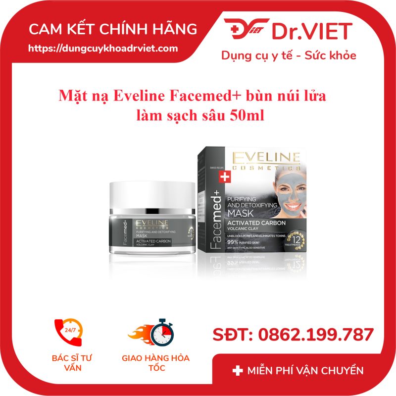 Mặt nạ Eveline Facemed+ bùn núi lửa làm sạch sâu 50ml