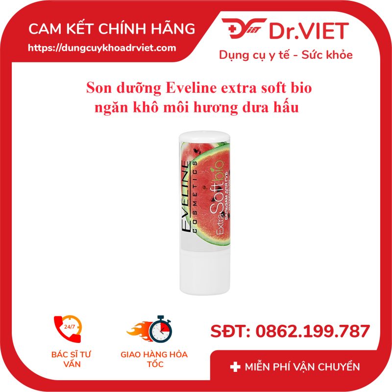 Son dưỡng Eveline extra soft bio ngăn khô môi hương dưa hấu 4g