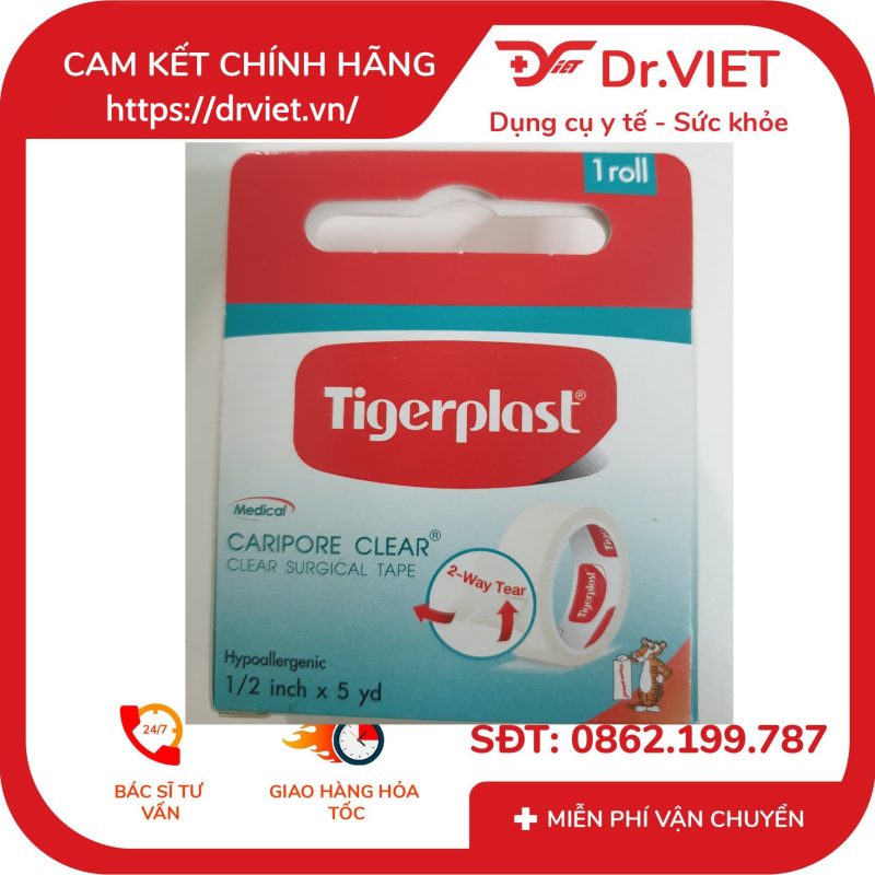 Alternative view of Cuộn băng keo y tế nhựa Tigerplast Caripore Clear dán bông gạc và băng lót