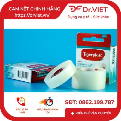 Cuộn băng keo y tế nhựa Tigerplast Caripore Clear dán bông gạc và băng lót 13 Cuộn băng keo y tế nhựa Tigerplast Caripore Clear dán bông gạc và băng lót
