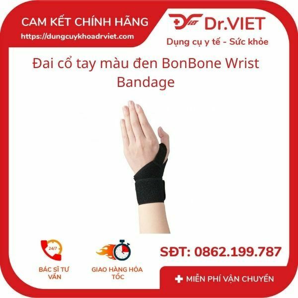 Đai cổ tay màu đen BonBone Wrist Bandage