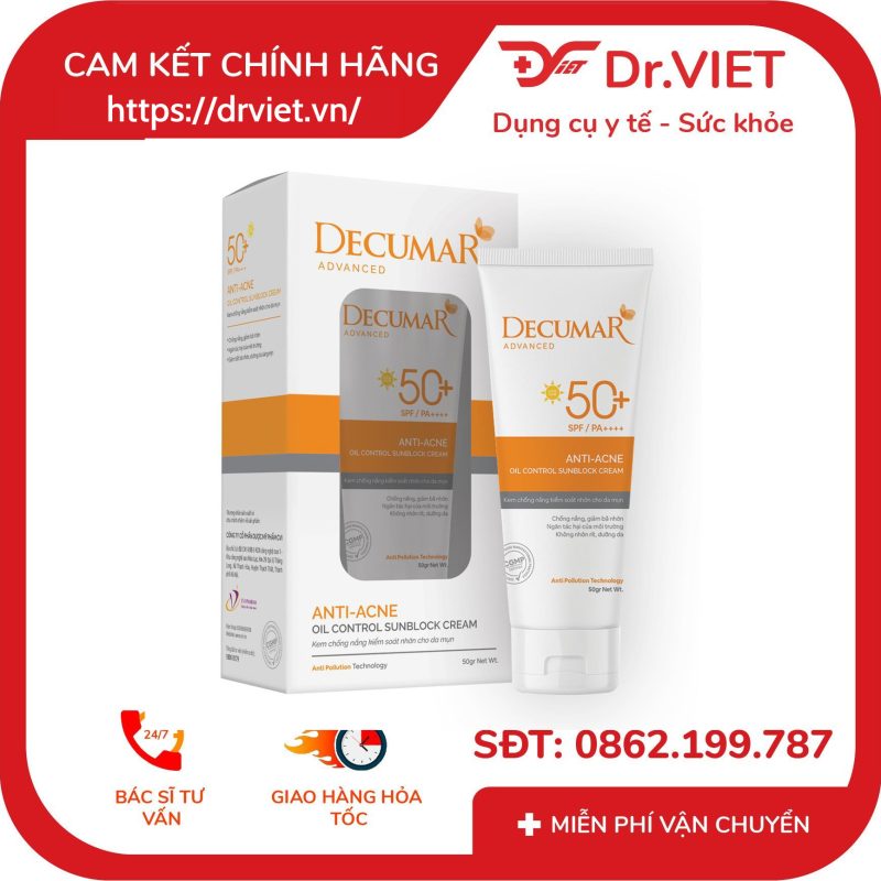 Kem Chống Nắng Decumar Advanced kiềm dầu ngừa mụn 50g 12 Kem Chống Nắng Decumar Advanced kiềm dầu ngừa mụn 50g