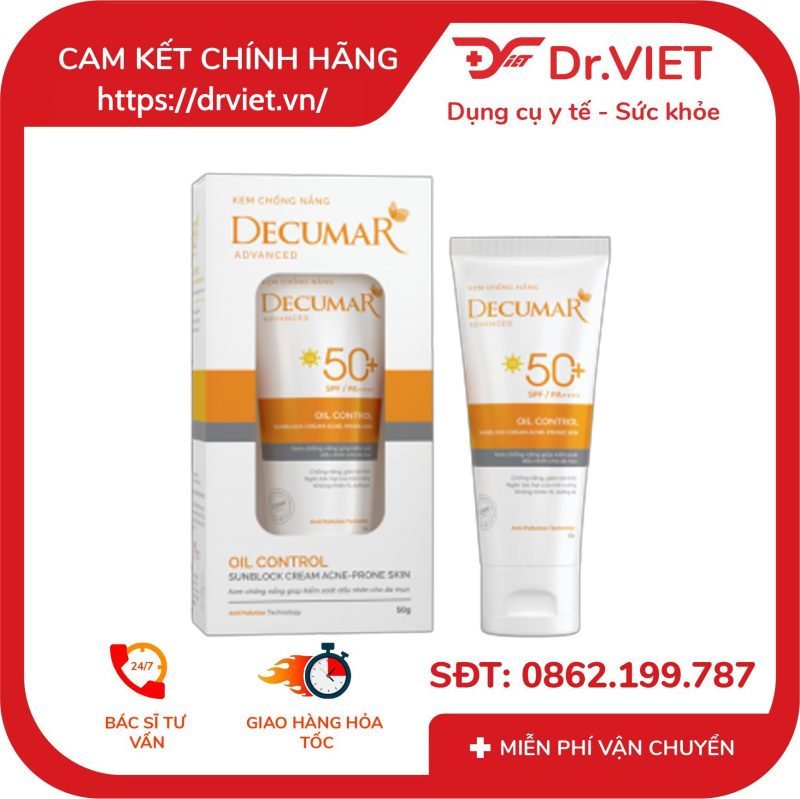 Kem Chống Nắng Decumar Advanced kiềm dầu ngừa mụn 50g