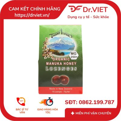 Kẹo Ngậm Trị Ho Đau Họng Organic Manuka Honey Lozenges MG250+