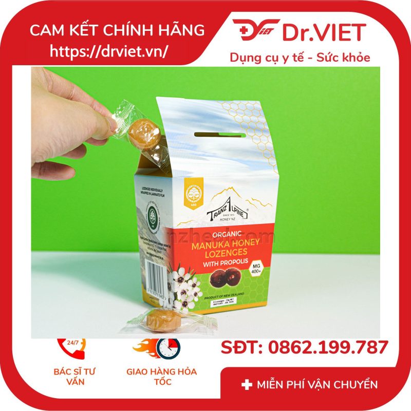 Kẹo Ngậm Trị Ho Đau Họng Organic Manuka Honey Lozenges MG250+