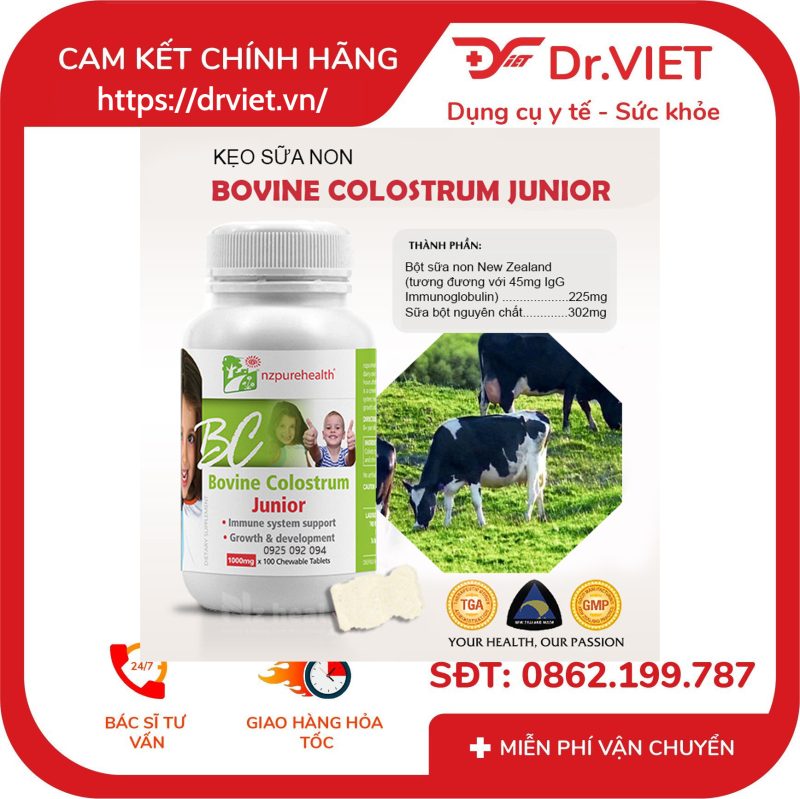Kẹo sữa non Bovine Colostrum Junior NZpurehealth 100 viên