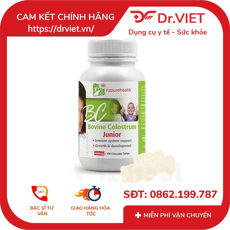 Kẹo sữa non Bovine Colostrum Junior NZpurehealth 100 viên 10 Kẹo sữa non Bovine Colostrum Junior NZpurehealth 100 viên