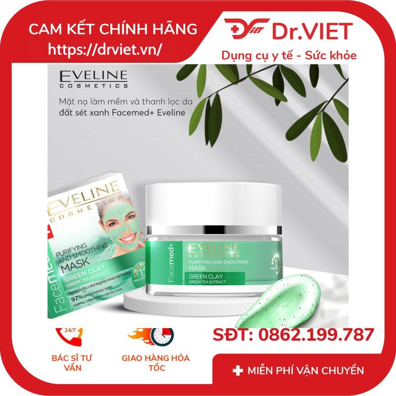 Mặt nạ đất sét trà xanh Eveline Facemed+ 50ml 10 Mặt nạ đất sét trà xanh Eveline Facemed+ 50ml
