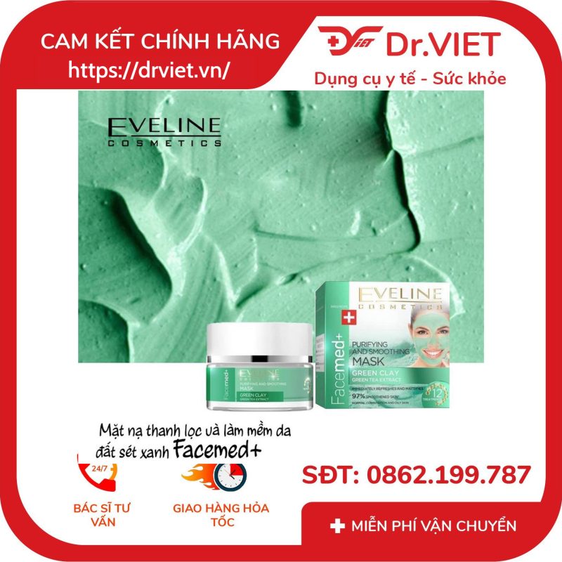 Mặt nạ đất sét trà xanh Eveline Facemed+ 50ml 9 Mặt nạ đất sét trà xanh Eveline Facemed+ 50ml