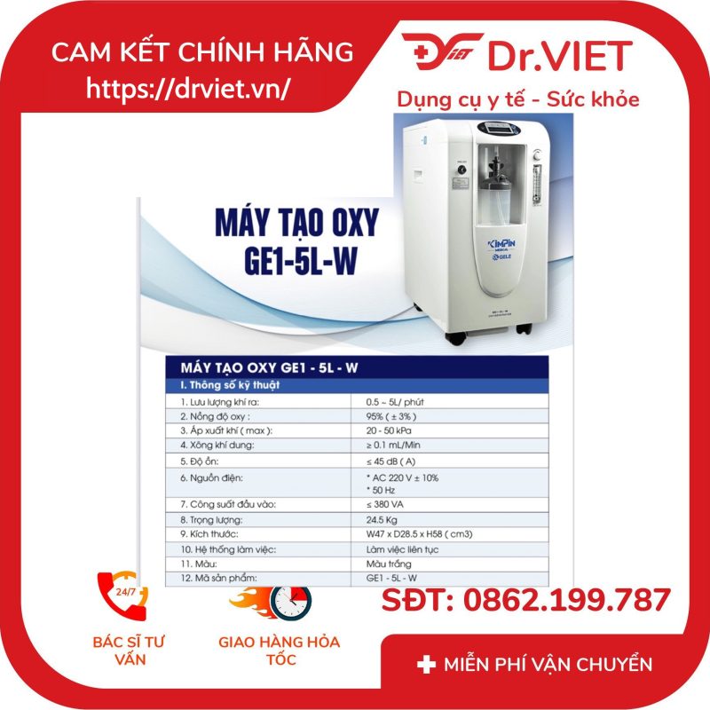 Alternative view of Máy Tạo Oxy GE1-5L-W kèm xông khí dung