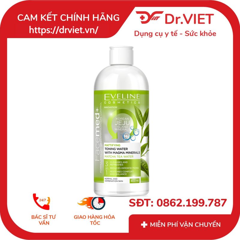 Nước hoa hồng Eveline Facemed+ kiềm dầu với khoáng chất Magma 400ml 10 Nước hoa hồng Eveline Facemed+ kiềm dầu với khoáng chất Magma 400ml
